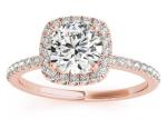 Prong Square Diamond Rose Gold Ring , 0.35CT Hidden Halo Engagement Ring ODM