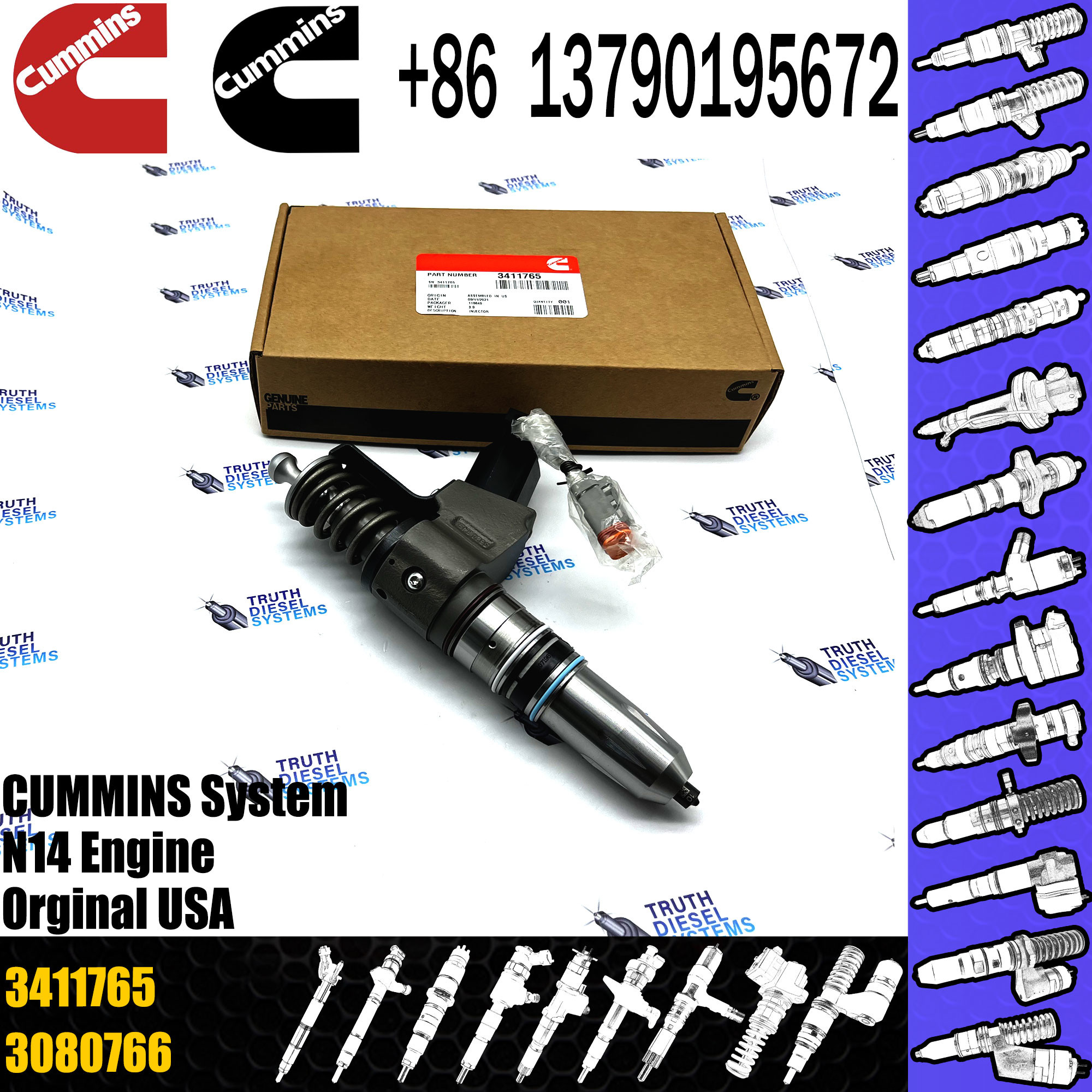 3411765 New High Quality Diesel N14 Common Rail Fuel Injector 3411766 3652541 3411767 3652542