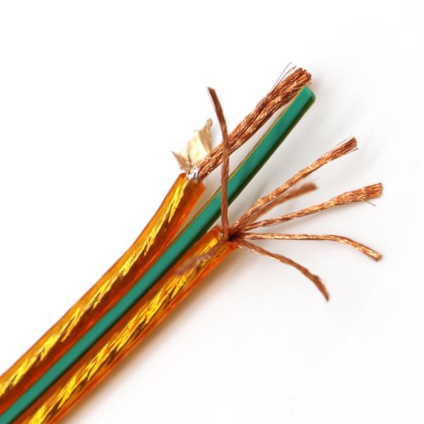 2*2.5 Pearl Gold Shielded Audio Cable , Ofc Speaker Cable With Green Bar Speaker