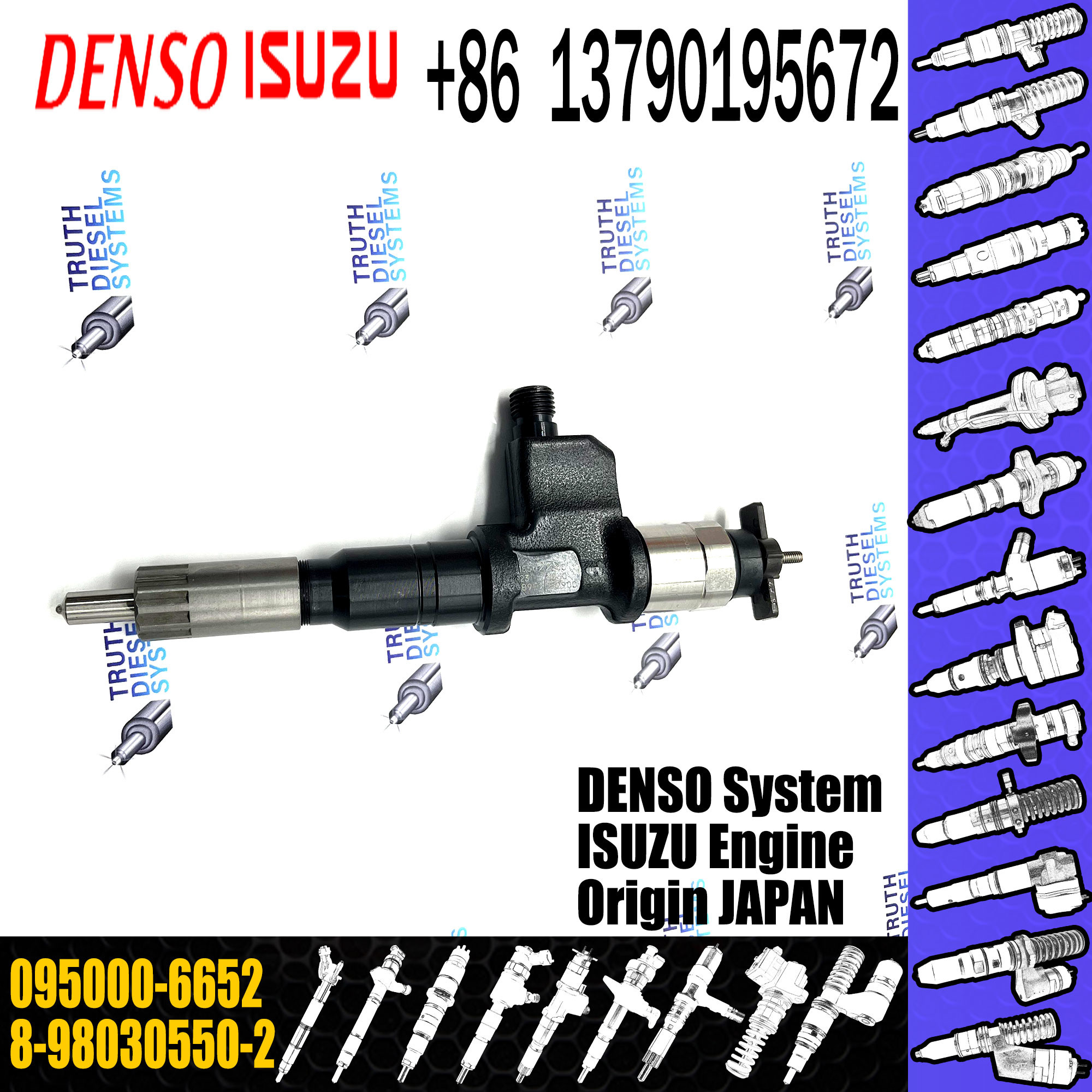Huida Diesel Engine fuel injector 095000-6652 8-98030550-2 095000-8630 8-98139816-0 Original