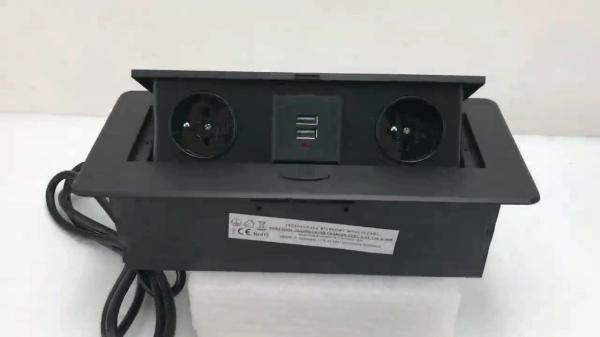 furniture multimedia connector installed on table or desk