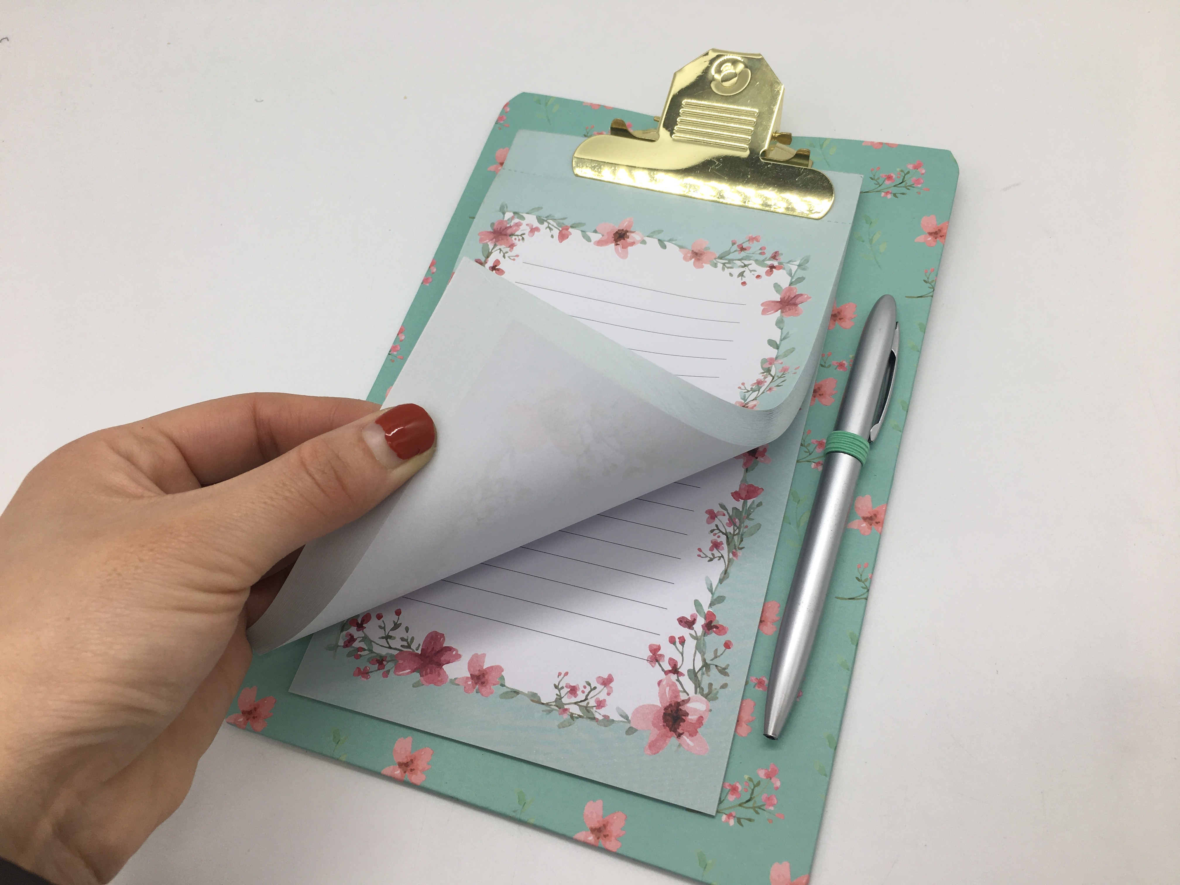 Customized Sticky Memo Notepad / Green Sticky Notes With Pen Stationery Set