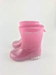 Girls Pretty Glitter Lace Up Snowproof Pvc Rain Boots With Warm Fur