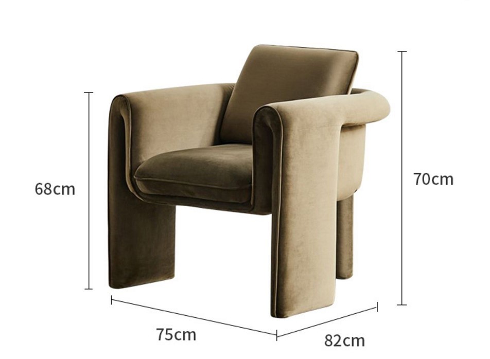 Single 75*82*70cm Beige Velvet Armchair Living Room Sofa