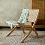 Leisure Style Wooden Patio Outdoor and Living Room Folding Chairs with Natural