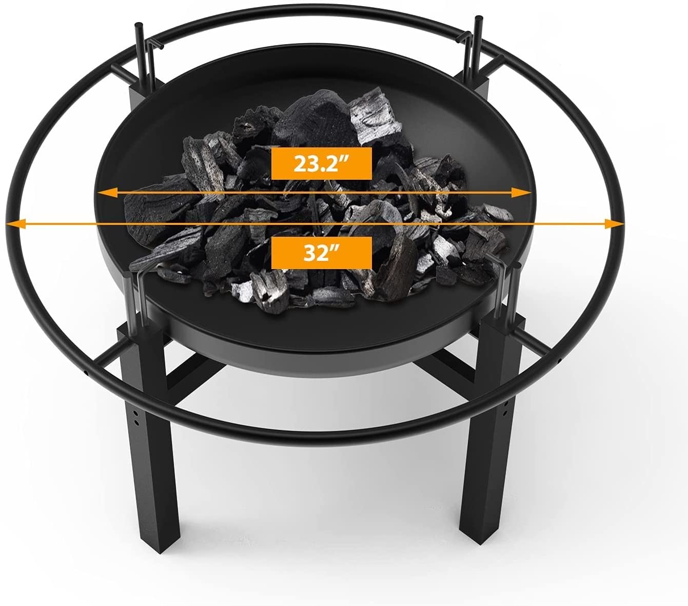 32'' Steel Barbecue Outdoor Wood Burning Fire Pit Backyard With Cooking Grill