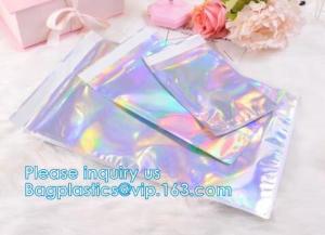 Wholesale Bagease Holographic Shinny Mylar bags Eyelash Kit Cosmetic Packaging Bag self-adhesive bag laser hologram neon bags from china suppliers
