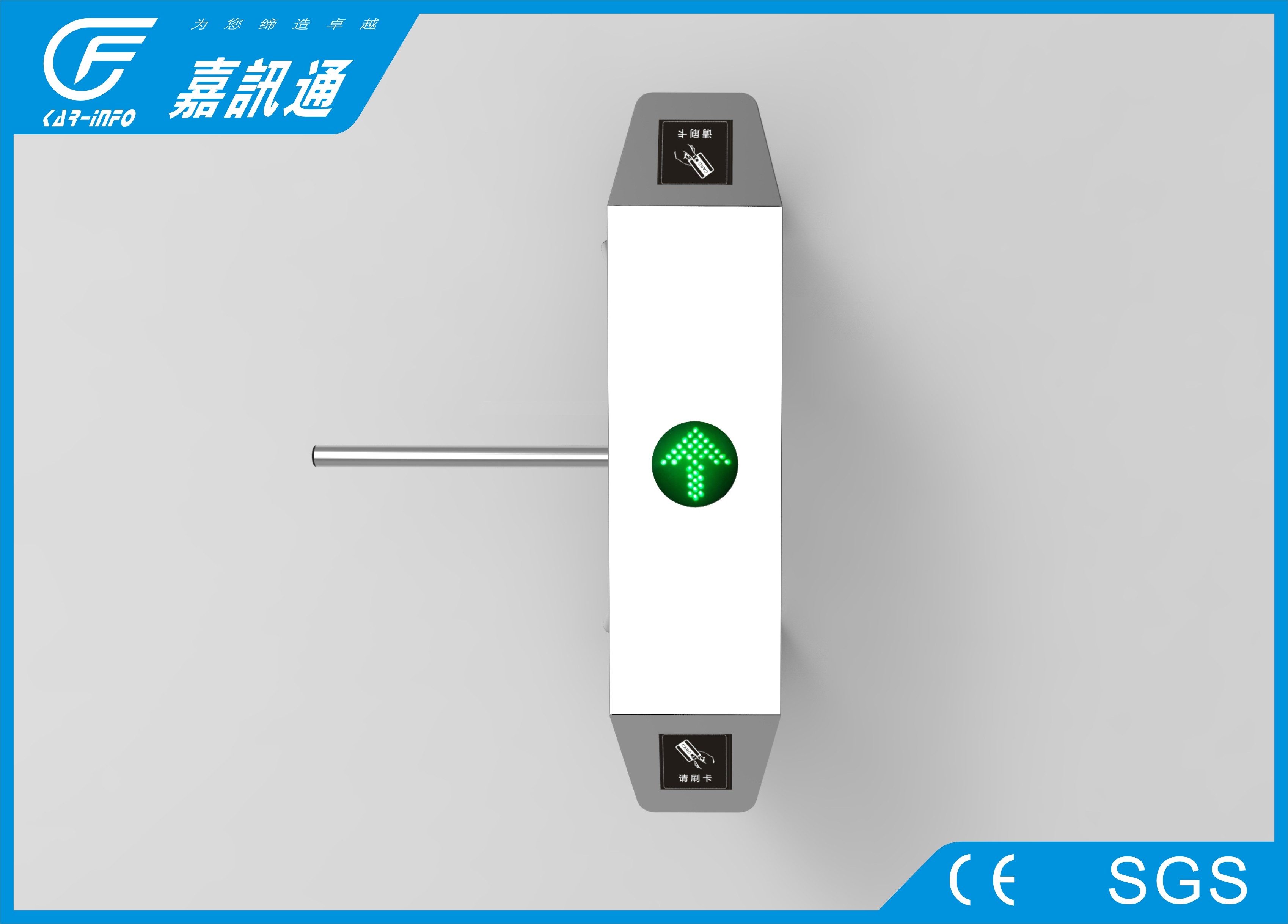 304 stainless steel waist high turnstile with rfid / barcode / fingerprint access control system