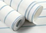 White And Blue Living Room Striped Wallpaper Strippable , Mediterranean Style