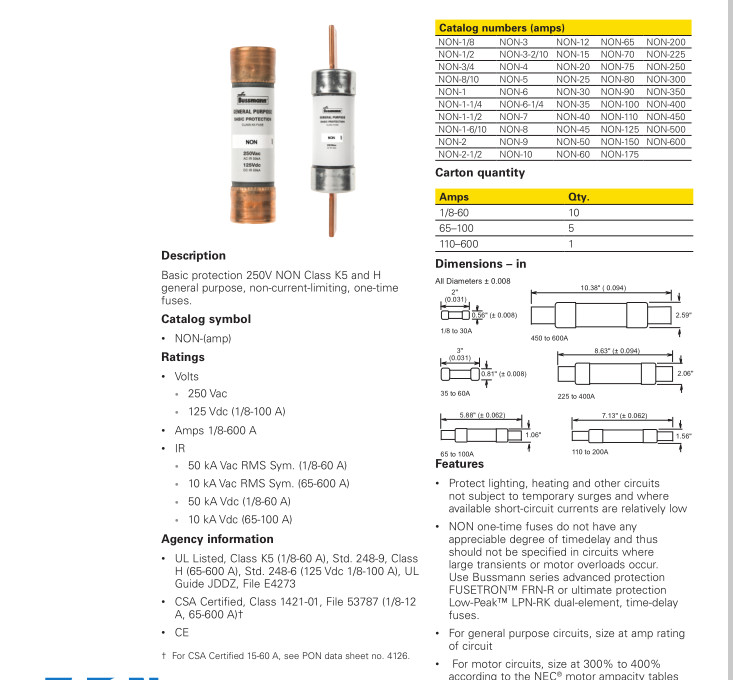 A4J80 A4J60 A4J1 TO A4J225 Fast-Acting Fuse FOR EXCELLENT CURRENT-LIMITING PROTECTION
