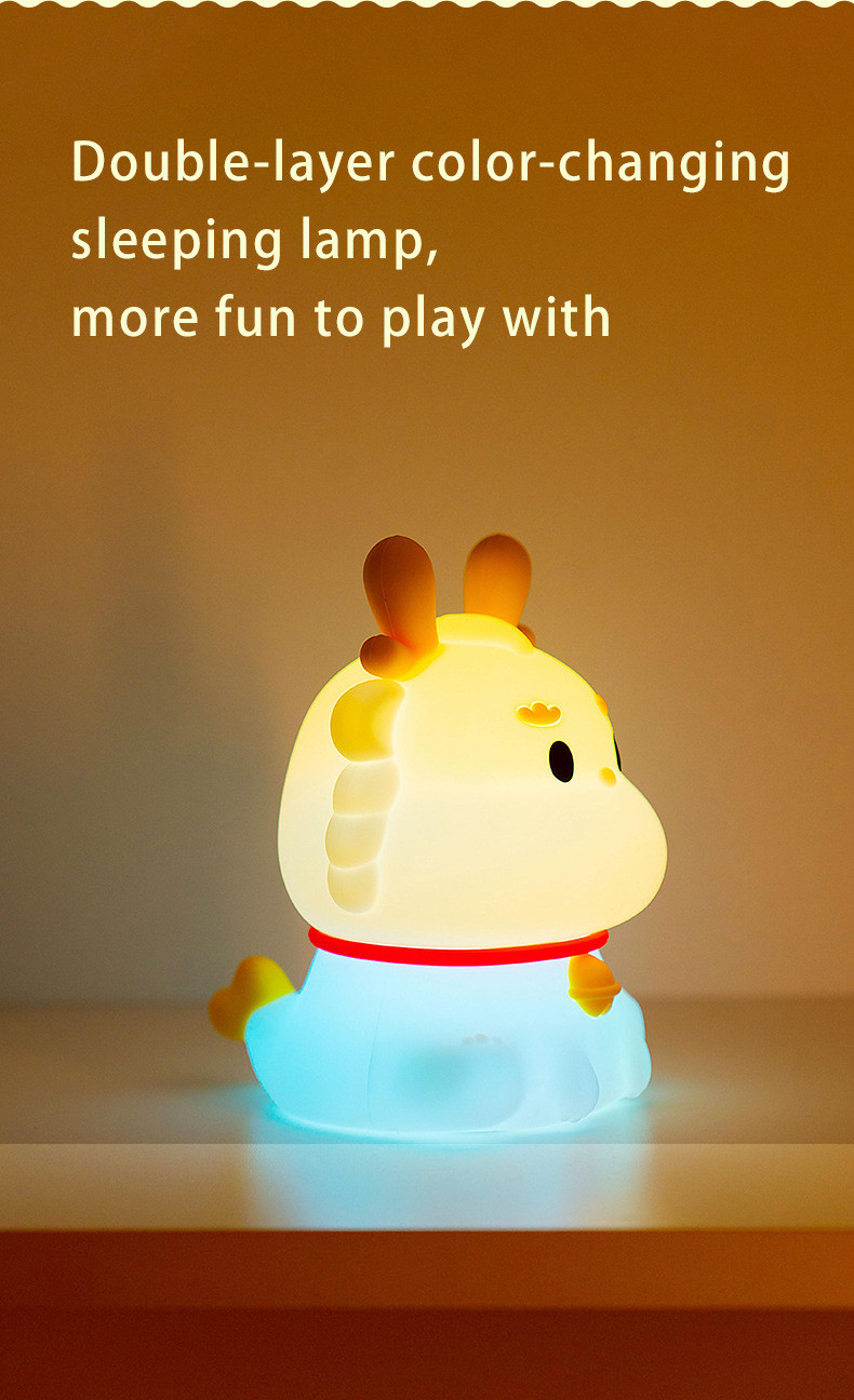 Cute Silicone Dragon Night Light Bedroom Decoration Mini Lovely Night Lamp Animals Cartoon Night Light For Kids