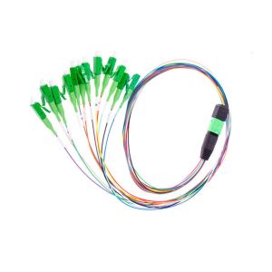 Wholesale 5m G652D Ribbon Patch Cord MPO To LC APC 12 Fiber Single Mode 0.9mm Pigtail from china suppliers