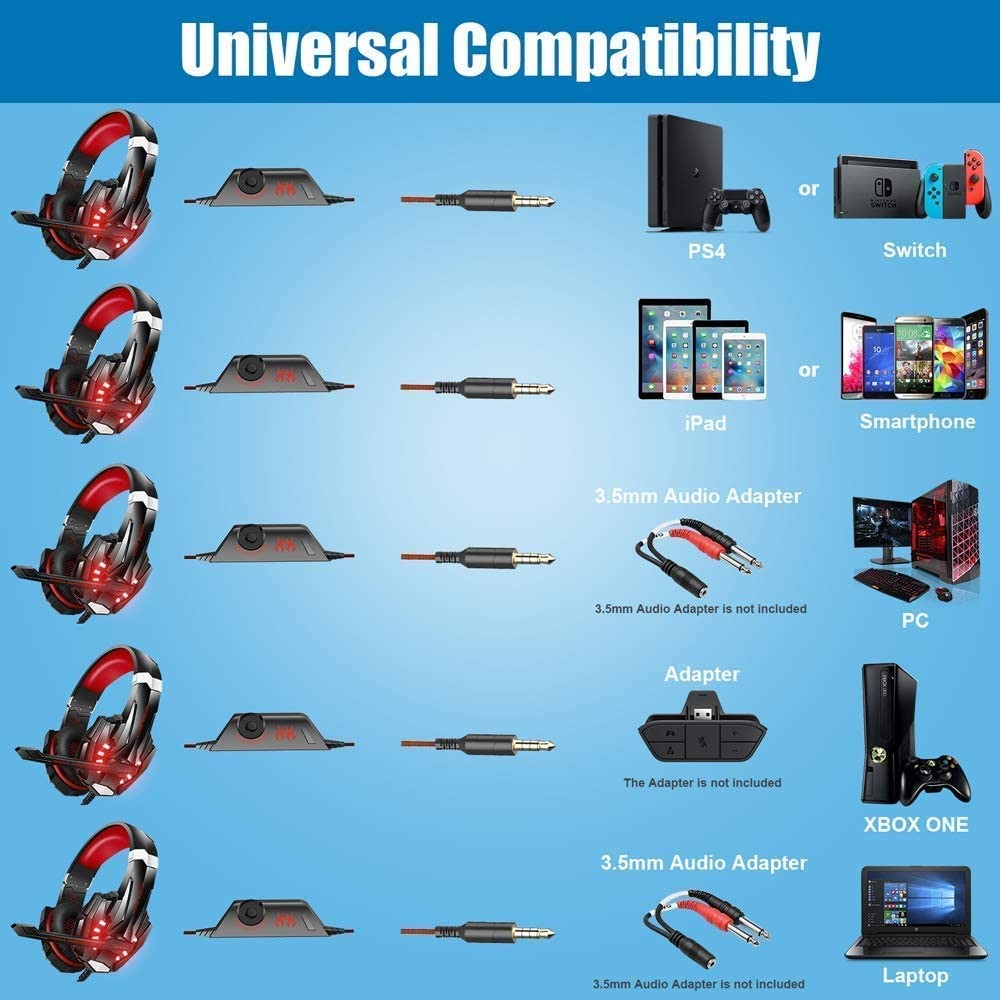 117dB 50mm Hunterspider V9 Stereo Gaming Headset With Mic