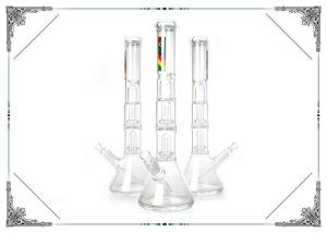 Wholesale ZOB 18 Inches Tall Glass Beaker Bong With Double Showerhead Perc Hookah Pipes from china suppliers