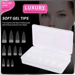 500PCS Stiletto Nail Tips Set Clear Matte Full Cover Acrylic Artificial Nails