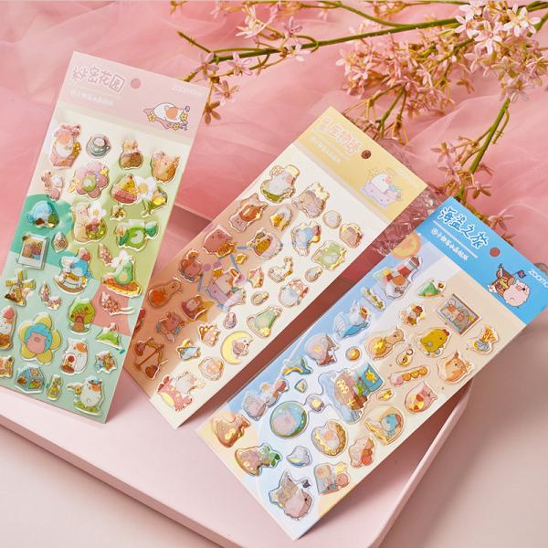 OEM Cute Design 3D Epoxy Stickers Crystal Sticker Stationery Decorative PVC