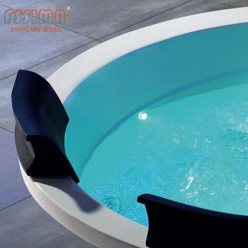 Freestanding Round Whirlpool Bathtub With Jets Swim Spa Hot Tub 1700MM
