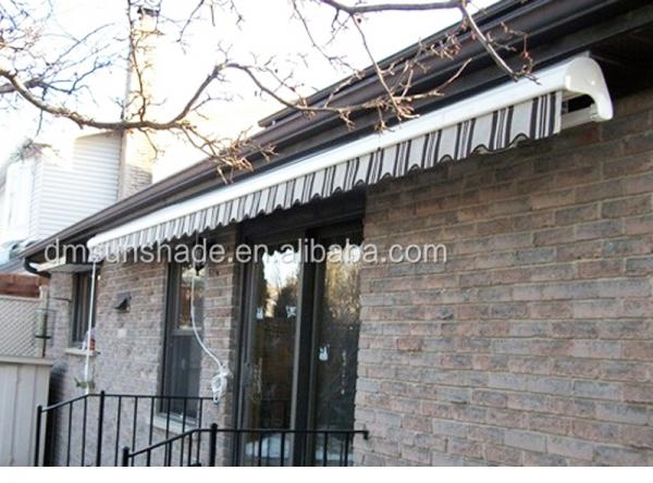 Balcony Aluminium Waterproof Retractable Awning With Rain Channel Half Box On The Top