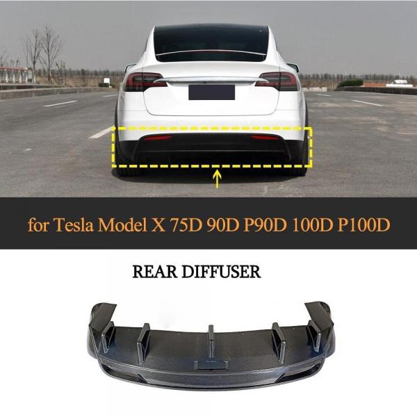 Quality Carbon Fiber Rear Bumper Diffuser Lip for Tesla Model X P90 75D P100 2016-2018 RZ Style for sale