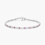 3MM White Zircon Ruby Tennis Bracelet Round Cut Sterling Silver Tennis Bracelet