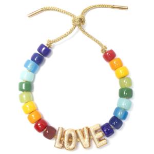 Wholesale Initial Letter Bohemian Name Forte Beads Bracelet With 14k Gold Plated Brass Beads from china suppliers