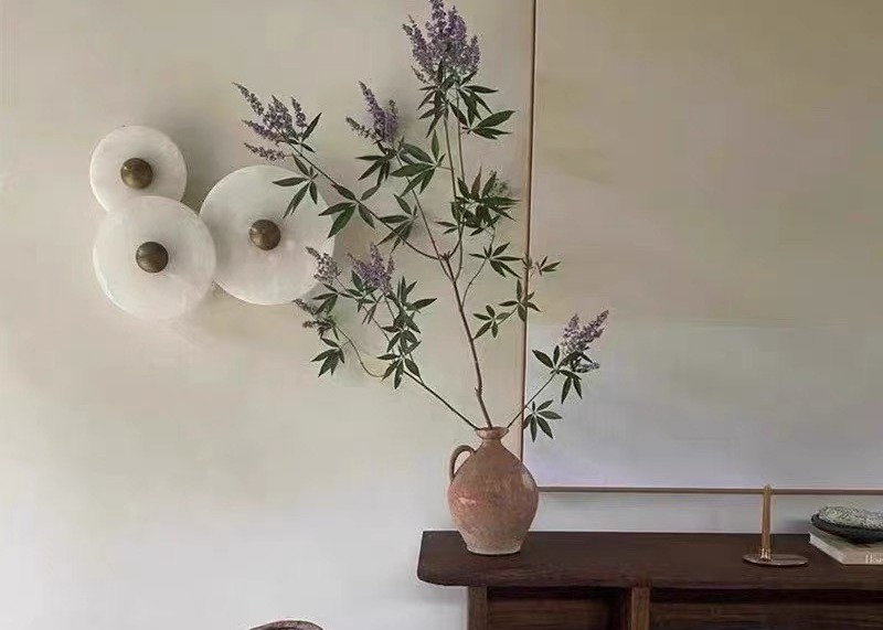 Yellow stone white marble led round and long and plating gold wall lamp for project