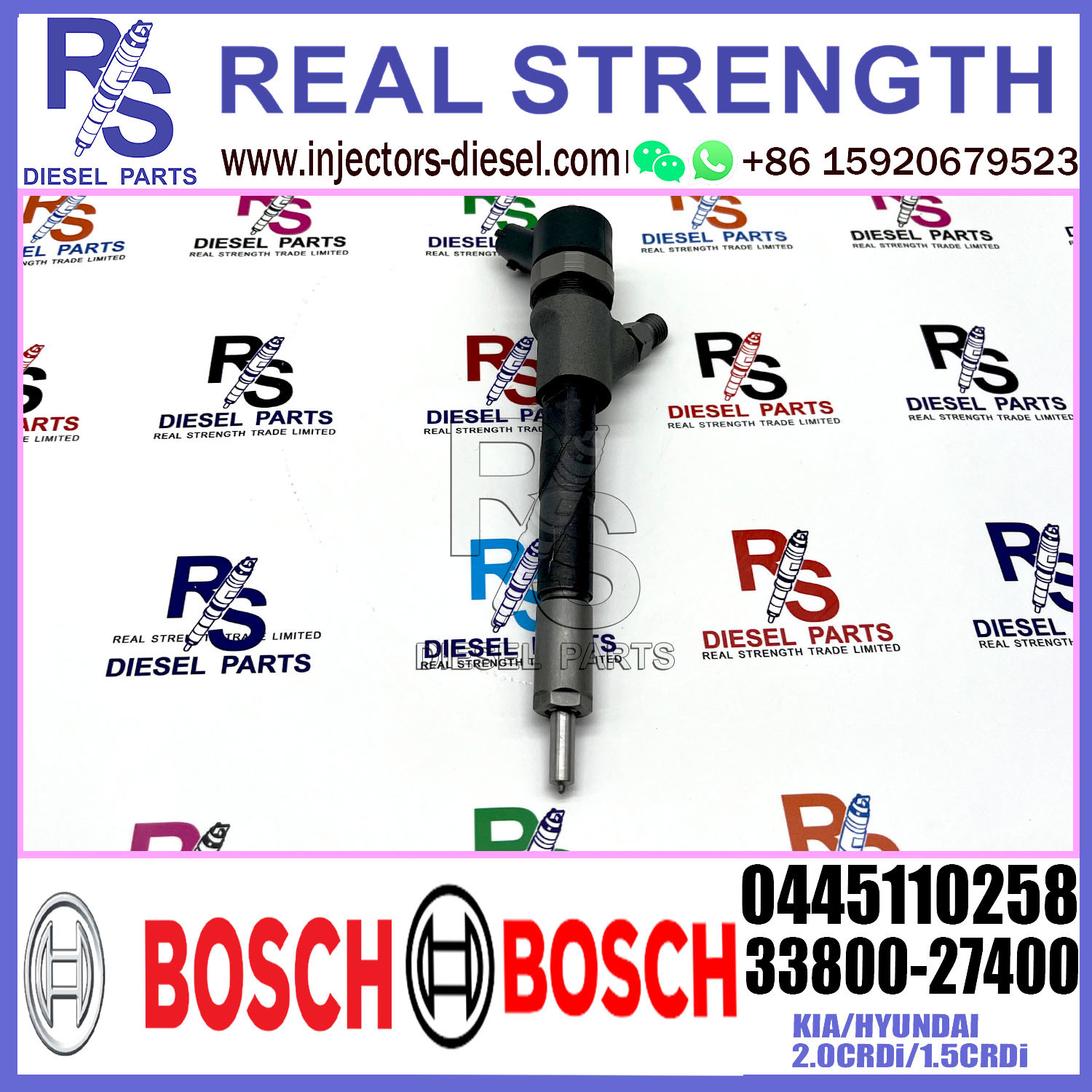 Diesel Fuel Common Rail Injector 0445110257 0986435156 0445110258 33800-27400 For KIA/HYUNDAI 2.0CRDi/1.5CRDi Engine