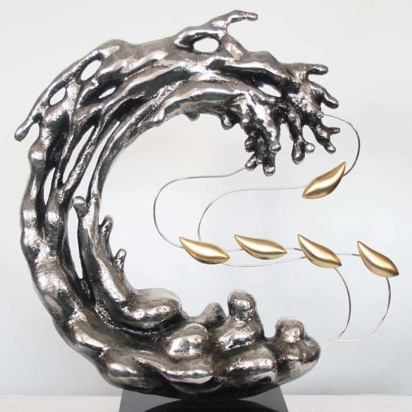 Wave Garden Metal Water Fountain Sculpture 2000 Abstract Steel Sculpture