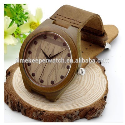 New Causal Genuine Cowhide Leather Luminous Needle Luxury Men Watches 100% Natural Green Wood Wristwatch