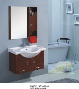 Wholesale 85 X 50 / cm round type wooden bathroom mirror cabinet light brown Color from china suppliers