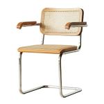 Customized Cafe Mid Century Cane Dining Chairs With Stainless Steel Frame