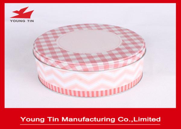 Custom Pink Round Gift Tins YT1266 , CMYK Offset Printing Matte Varnishes Tin
