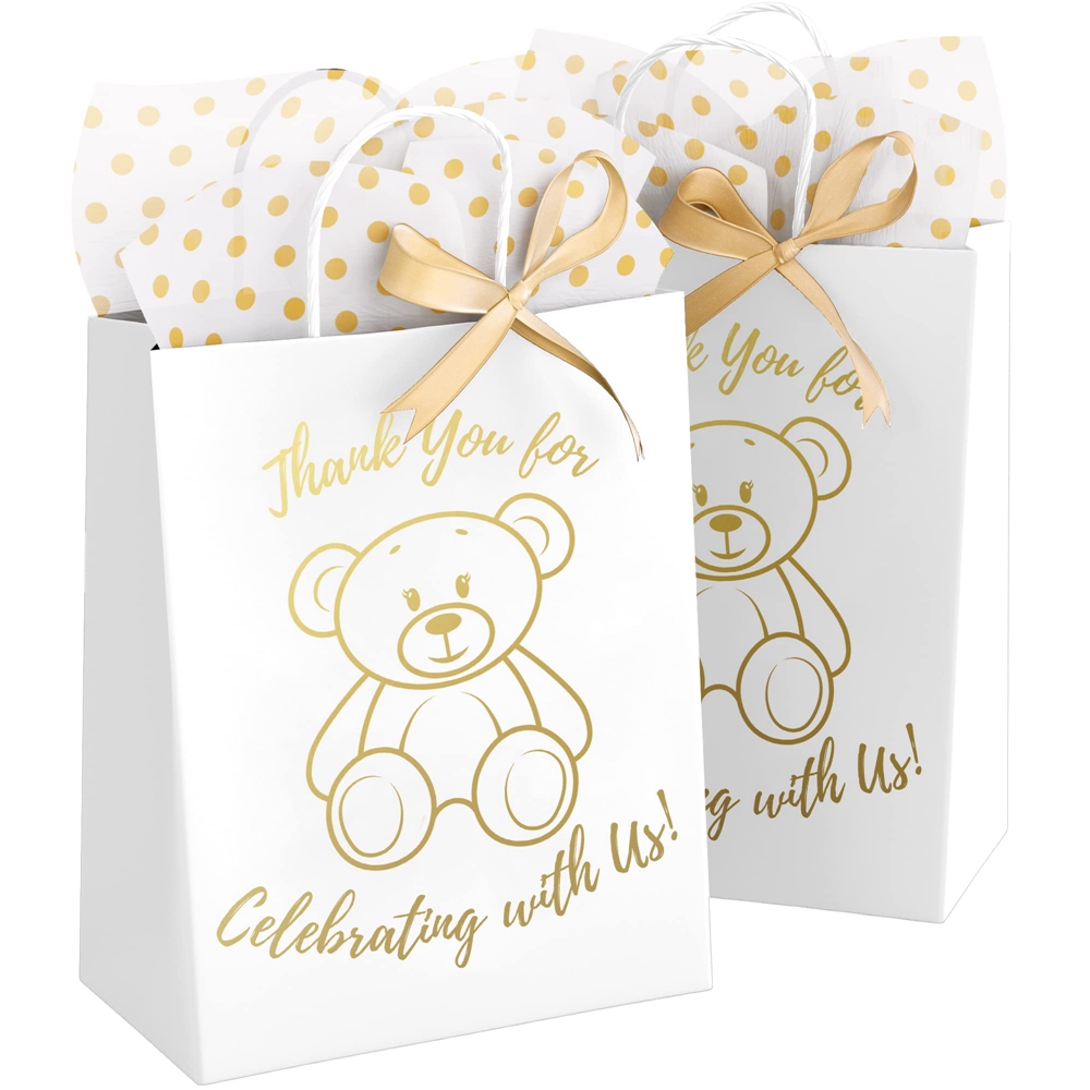 Cartoon Baby Girl Gift Paper Bag With CMYK 4 Color Offset Printing and Folding Style
