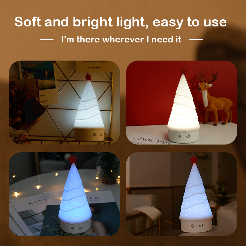 Christmas Silicone Night Light LED Rechargeable Battery Operated For Kids Baby Bedroom