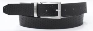 Wholesale Punching Holes Dress Mens Casual Black Belt With Reversible Buckle In Black Enamel from china suppliers