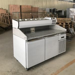 Wholesale 2 Doors Refrigerated Prep Station Pizza And Salad Prep Table With Glass Salad Showcase from china suppliers
