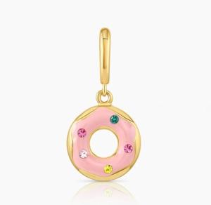 Wholesale Gold Plated Design Rainbow Colorful Small Pink Donut Charm Pendant in 925 Sterling Silver from china suppliers