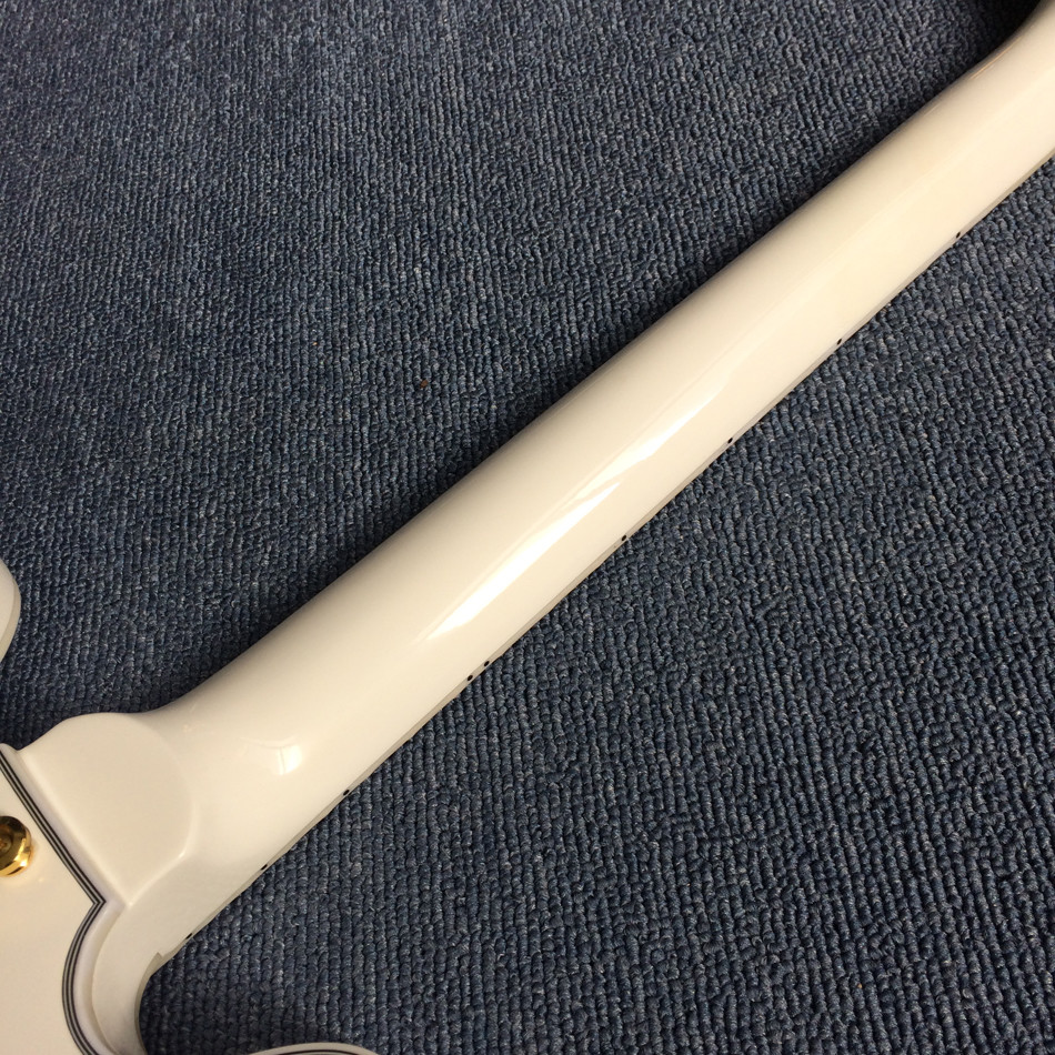 Hollow body jazz electric guitar, Double F holes,Ebony Fingerboard,Tremolo system,white guitar