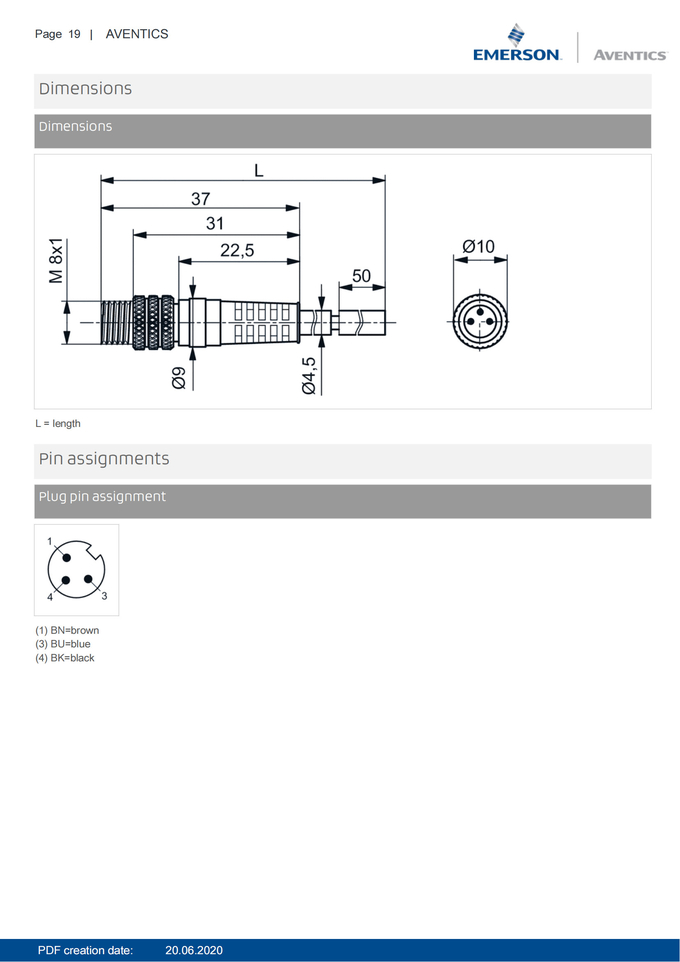 Industrial AVENTICS Cable Solution Round Plug Connectors CON-RD–8946203602