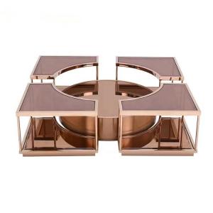 Wholesale OEM Modern Glass Coffee Table Mirror Rose Gold Center Table For Lobby Home Villa from china suppliers
