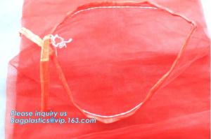 Wholesale 30x47cm gold yellow HDPE material raschel mesh bags for packing cabbage with hand,Orange onion potato vegetable fruit pa from china suppliers