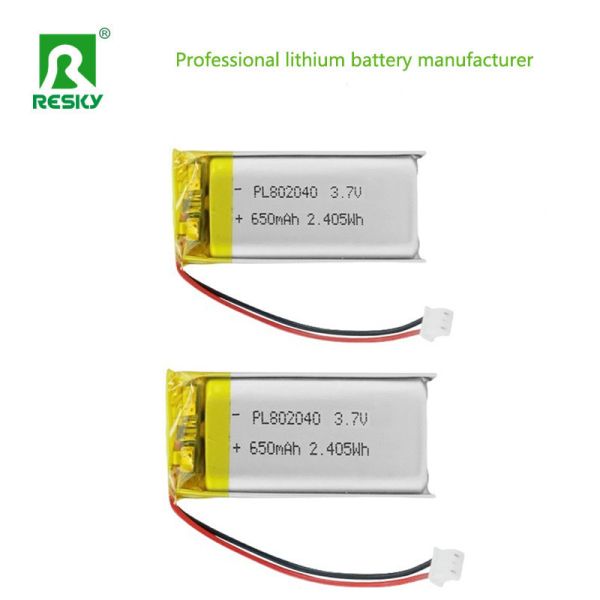 Solar Lithium Cell 802040 3.7V 650mAh Rechargeable Lithium Ion Polymer Battery For Bauty Device