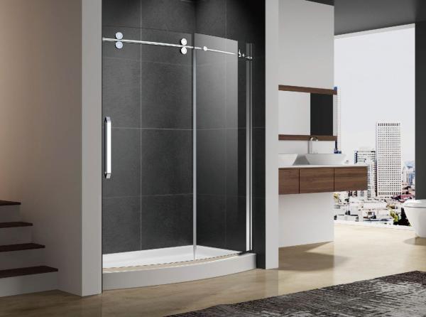 Sliding shower door with stainless steel 304 wheel,handle,sliding rail,curved