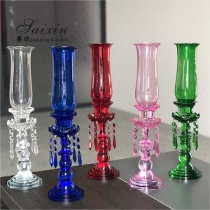 China Centerpieces Wedding Candle Holder Table Decor Pillar Crystal With Glass Hurricanes on sale