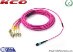 OM4 MPO Breakout Fanout Pach Cable Fiber Optics LSZH Pink Violet With LC FC SC