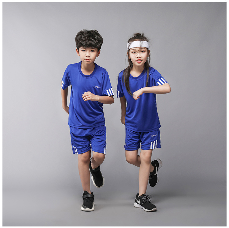 Sports suit for children football suit for active men children running fast dry clothes loose breathable short sleeves