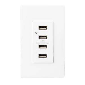 China White Usb Wall Outlet , Usb Electrical Outlet 4 USB Ports With 2 Wall Plates on sale