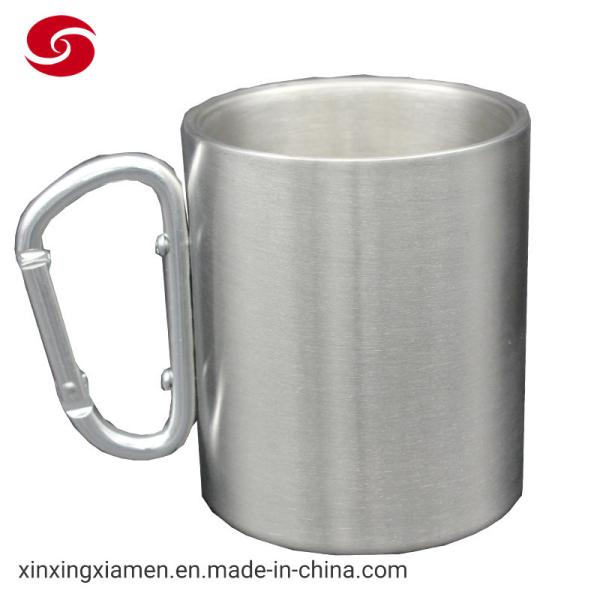 10oz Stainless Steel Double Walled Mug Cup with Carabiner Hook for Outdoor