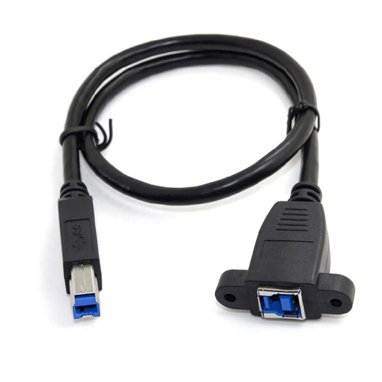 Screw Locking Stud Panel Mount Male To Female USB 3.0 Type B Cable