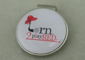 Wholesale Brass Golf Cap Souvenir Badges , Epoxy And Clip Die Stamped Silver Badge from china suppliers